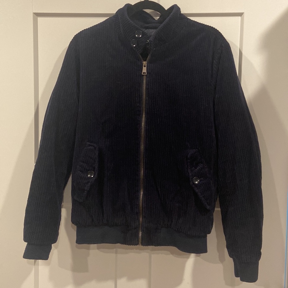 OVS Mens Navy Blue Corduroy Bomber Jacket EUR size medium US size Small